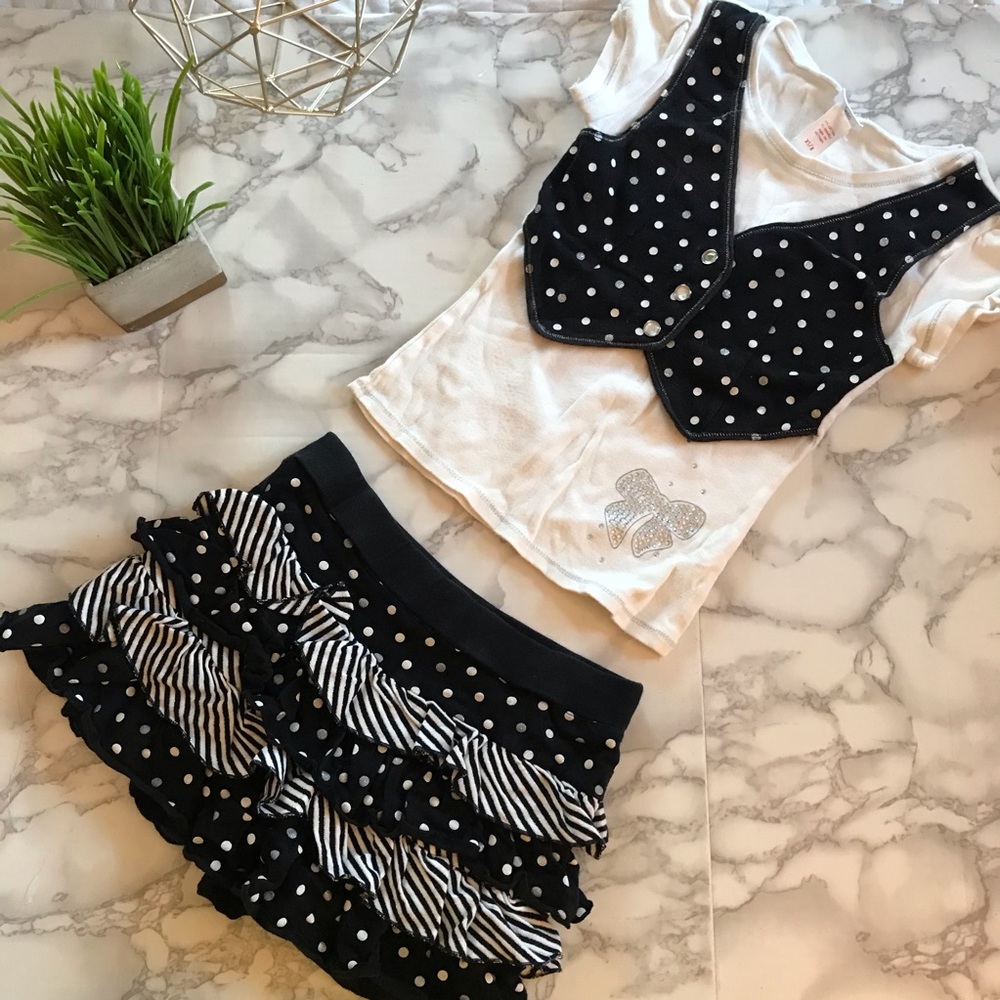Justice Black and White Polka Dot Set